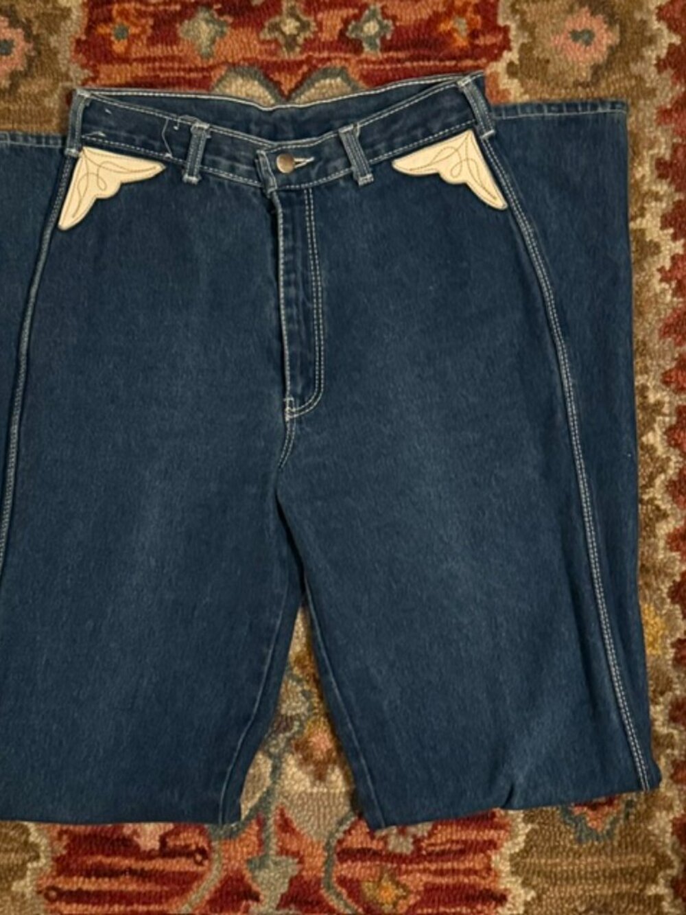 1980s Fancy Ass Jeans with Off-White Leather Pocket Detail